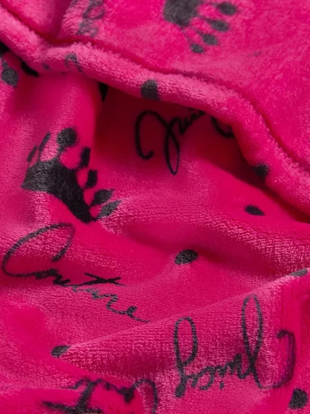 Juicy Couture Hot Pink Signature Plush Throw with Black Motif
